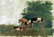 Benedito Calixto Dogs and a capybara Spain oil painting artist